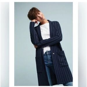 Anthropologie harlyn Striped Navy Blazer Coat